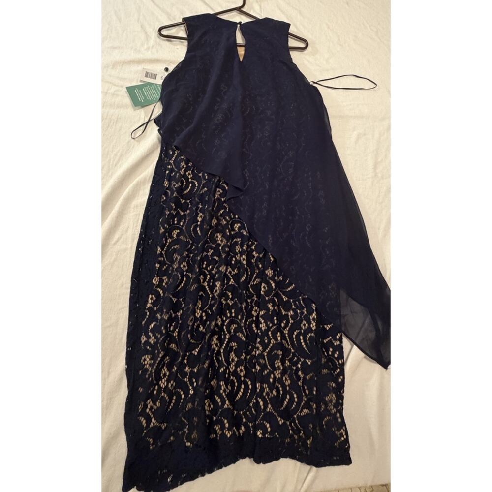 Scarlett Navy Lace Beaded Sheath Dress Sleeveless Knee Length Size 14T NWT - Picture 10 of 11